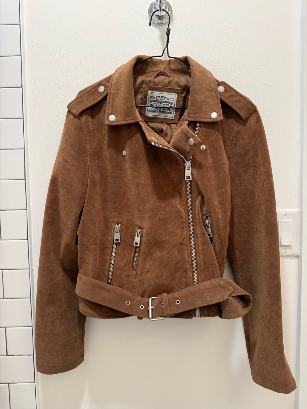 Levi's Brown Suede Moto Jacket with Belt